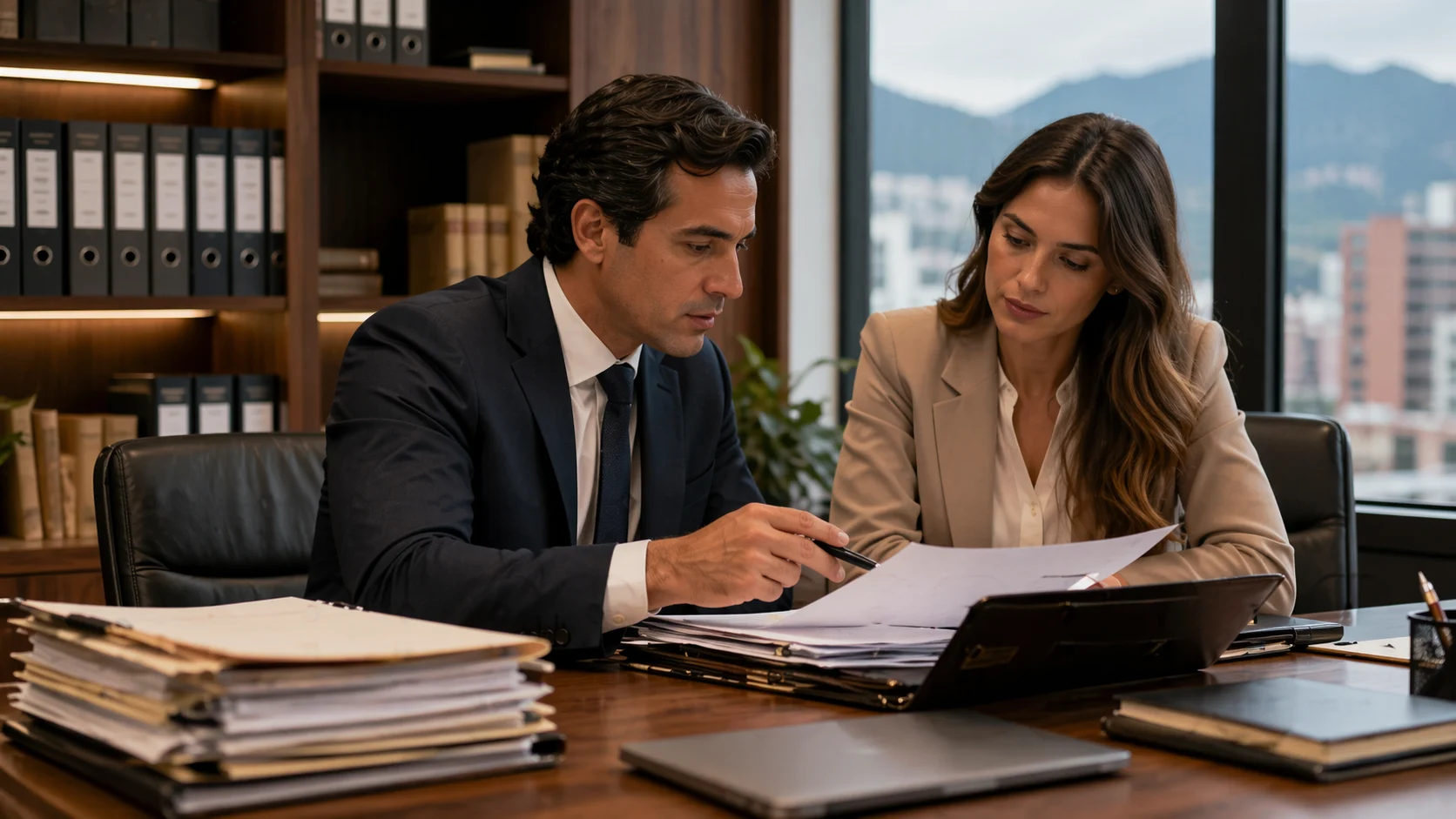 Abogados revisando una estrategia de recuperación de cartera